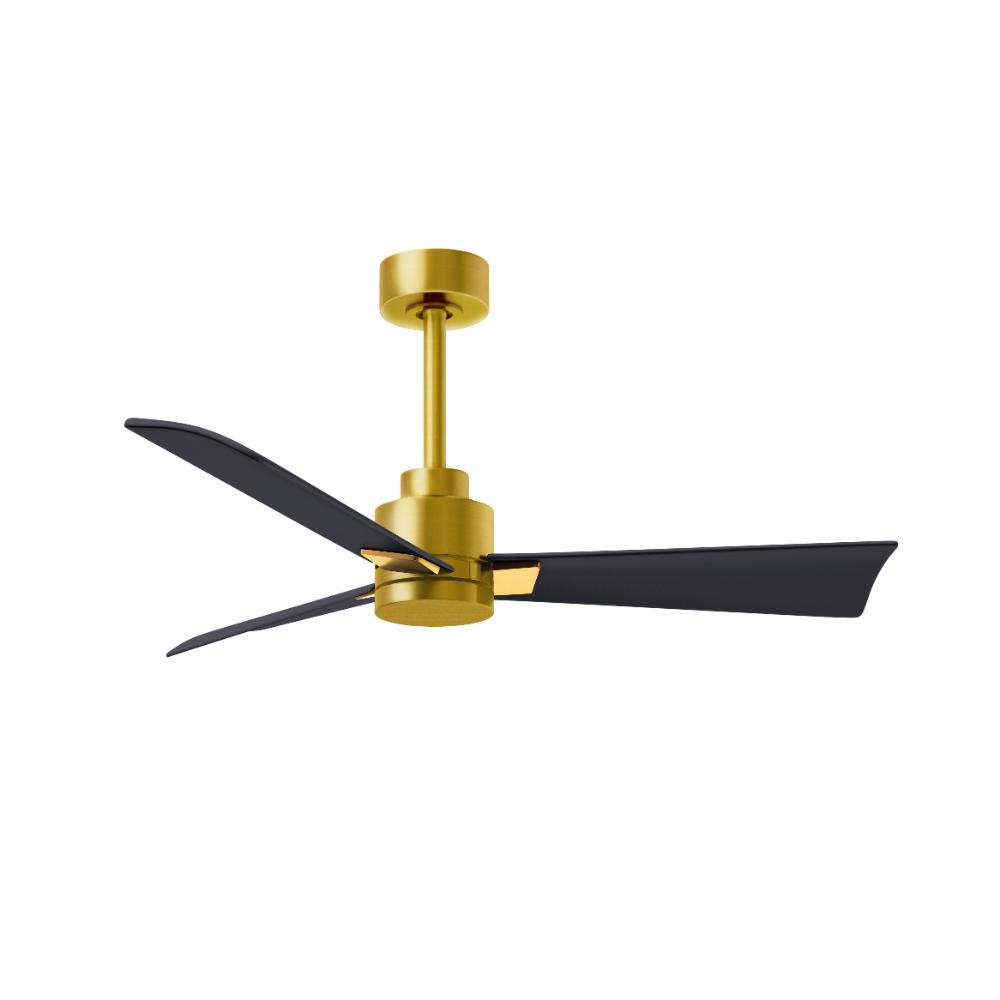 Alessandra 3-blade Transitional Ceiling Fan In Brushed Brass Finish With Matte Black Blades. Optimized For Wet Location 