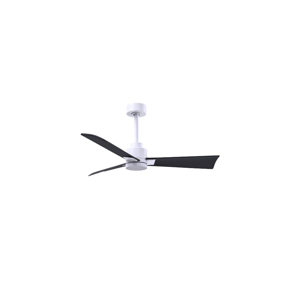 Alessandra 3-blade Transitional Ceiling Fan In Matte White Finish With Matte Black Blades. Optimized For Wet Location 