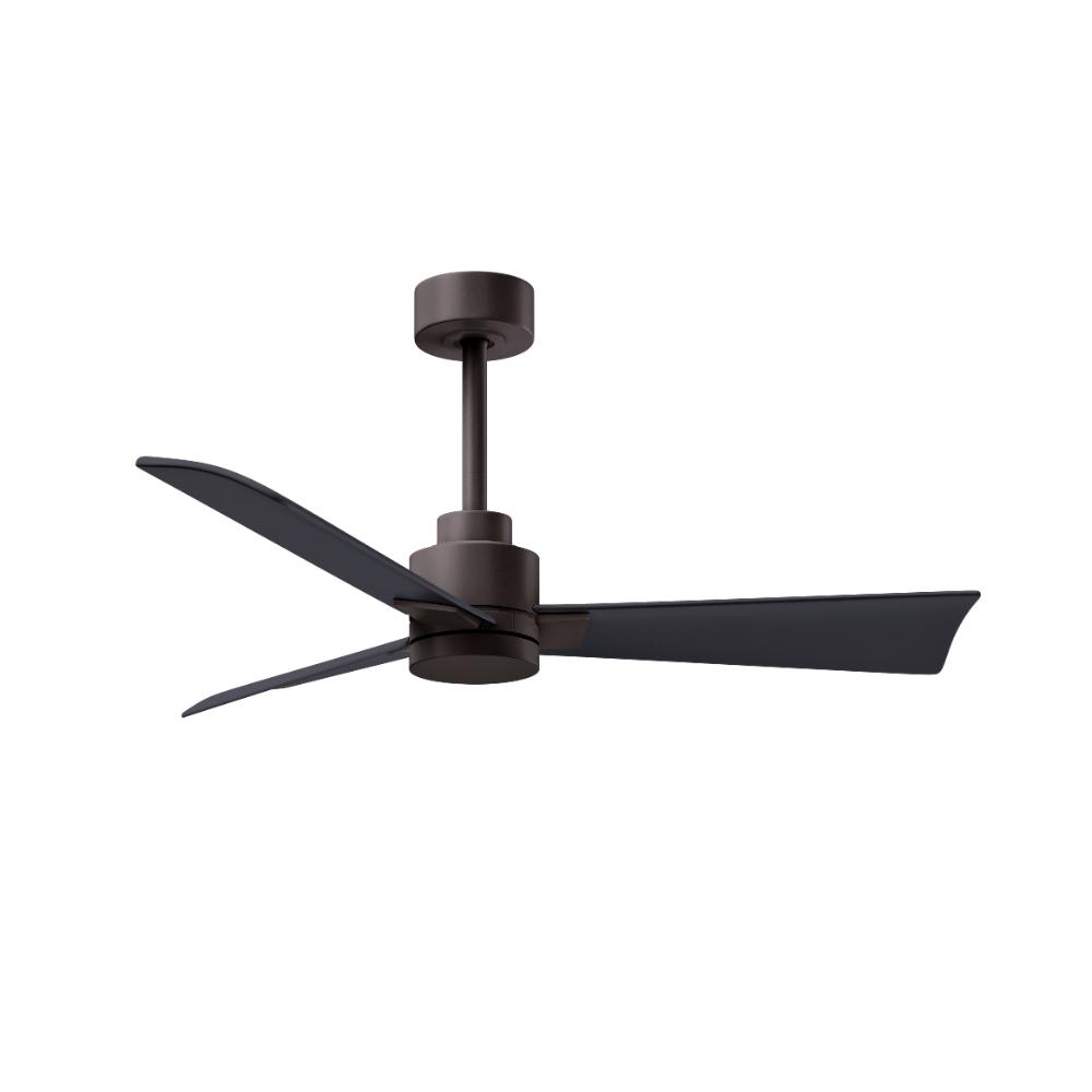 Alessandra 3-blade Transitional Ceiling Fan In Textured Bronze Finish With Matte Black Blades. Optimized For Wet Location 