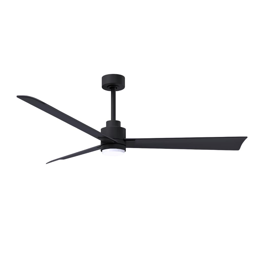 Alessandra 3-blade Transitional Ceiling Fan In Matte Black Finish With Matte Black Blades. Optimized For Damp Location 