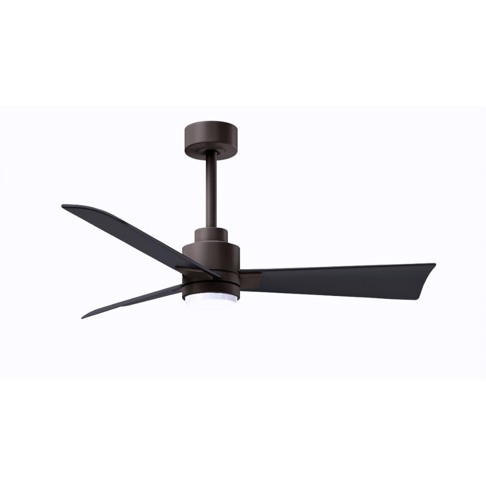 Alessandra 3-blade Transitional Ceiling Fan In Textured Bronze Finish With Matte Black Blades. Optimized For Damp Location 