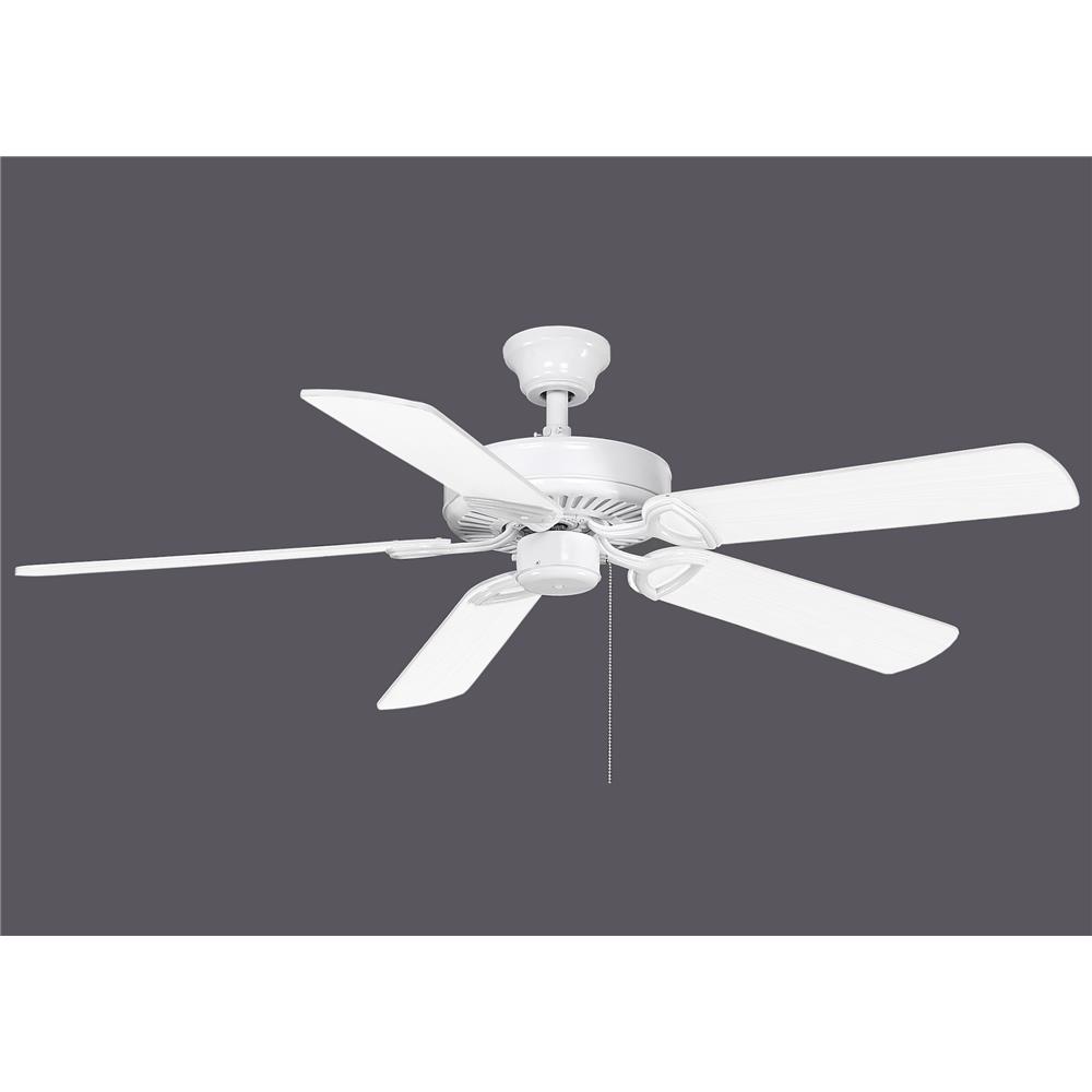 Atlas AM-TW-WH-52 America Ceiling Fan in Gloss White with Reversible White/Light Oak Wood Tone Blades