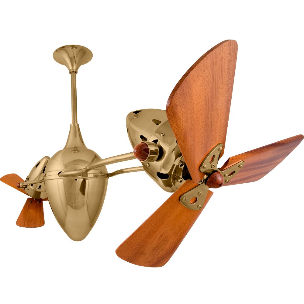 Matthews-Gerbar AR-PB-WD Ar Ruthiane Ceiling Fan in Polished Brass with Mahogany blades