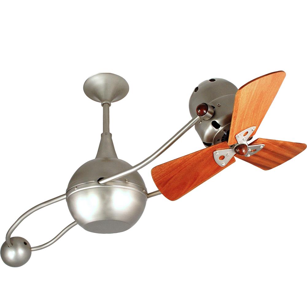 Matthews-Gerbar B2K-BN-WD-DAMP Brisa 2000 Ceiling Fan in Brushed Nickel with Mahogany blades