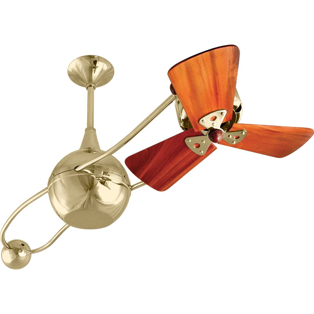 Matthews-Gerbar B2K-PB-WD Brisa 2000 Ceiling Fan in Polished Brass with Mahogany blades