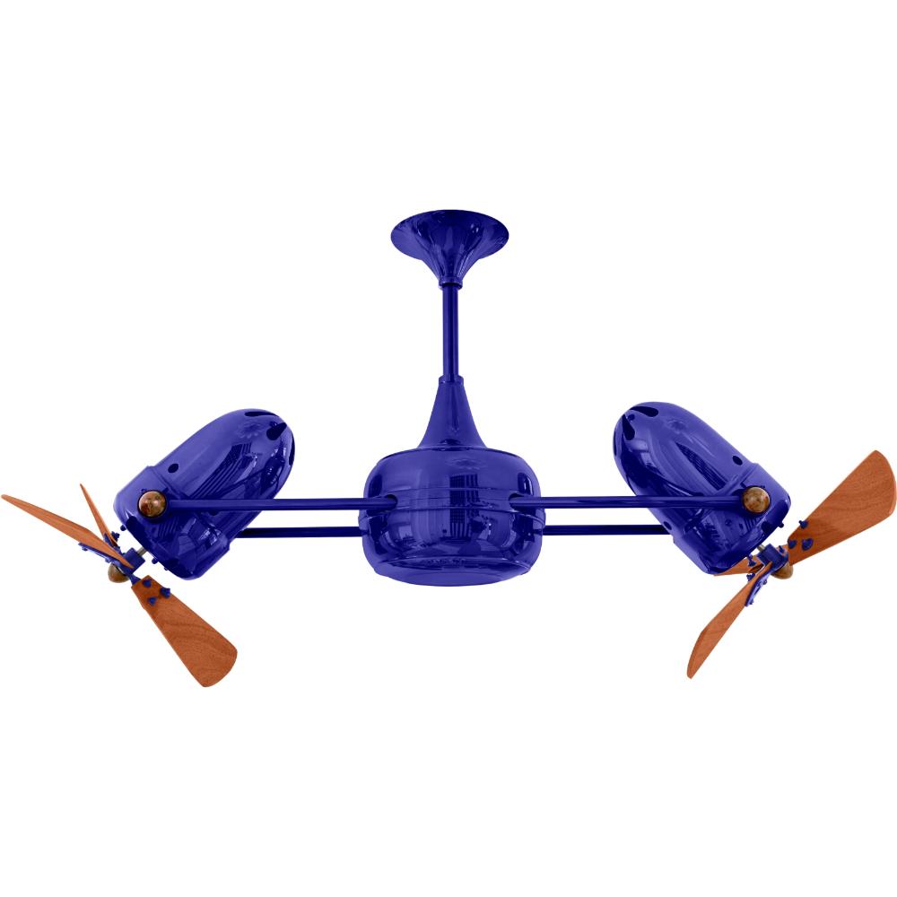 Matthews-Gerbar DD-BLUE-WD Duplo-Dinamico Ceiling Fan in Blue with Mahogany blades