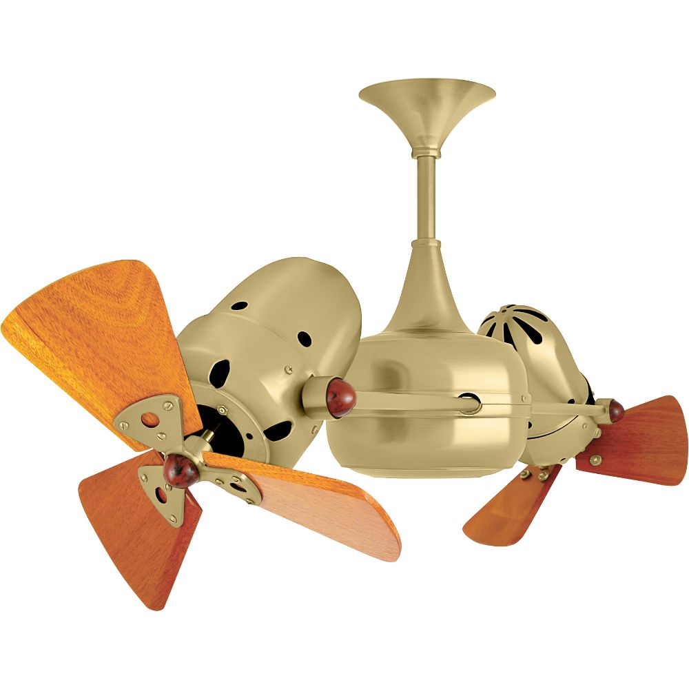 Matthews-Gerbar DD-BRBR-WD Duplo-Dinamico Ceiling Fan in Brushed Brass with Mahogany blades