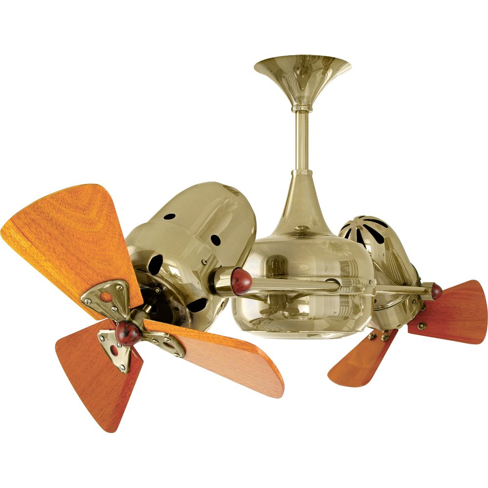 Matthews-Gerbar DD-PB-WD Duplo-Dinamico Ceiling Fan in Polished Brass with Mahogany blades