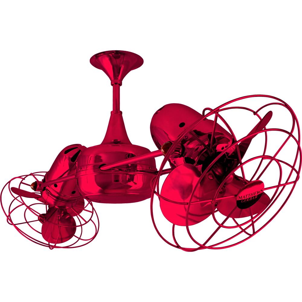 Matthews-Gerbar DD-RED-MTL Duplo-Dinamico Ceiling Fan in Red with Rubi blades