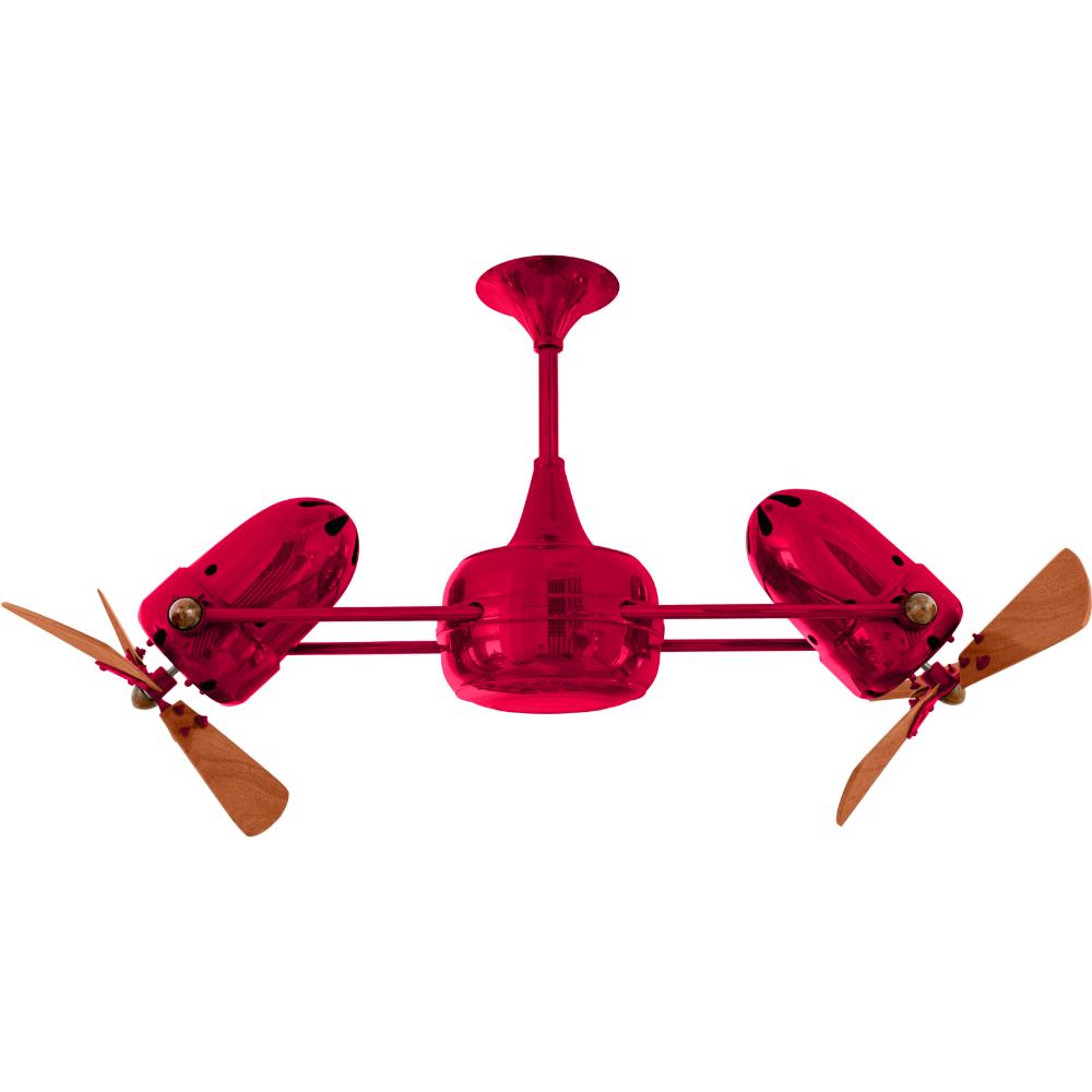 Matthews-Gerbar DD-RED-WD Duplo-Dinamico Ceiling Fan in Red with Mahogany blades
