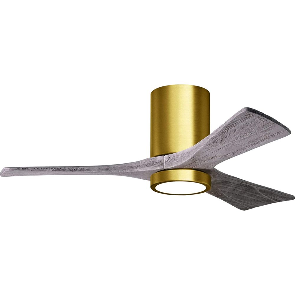 Matthews Fan Company IR3HLK-BRBR-BW-42 Atlas Irene-3 42" Three Bladed  Ceiling Mount Paddle Fan With Led In Brushed Brass And Barnwood Tone Blades