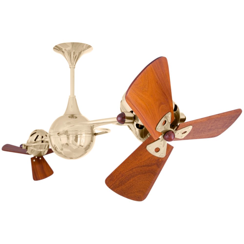 Matthews-Gerbar IV-PB-WD Italo Ventania Ceiling Fan in Polished Brass with Mahogany blades