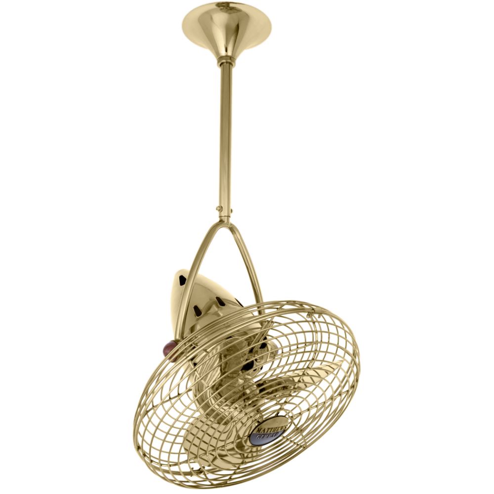 Matthews-Gerbar JD-PB-MTL Jarold Direcional Ceiling Fan in Polished Brass with Polished Brass blades
