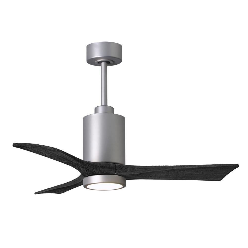 Matthews Fans PA3-BN-BK-42 42" 3 Blade Paddle Fan with Beautiful CNC-Cut Solid Wood Blades in Matte Black.  DC Motor and Remote Included.