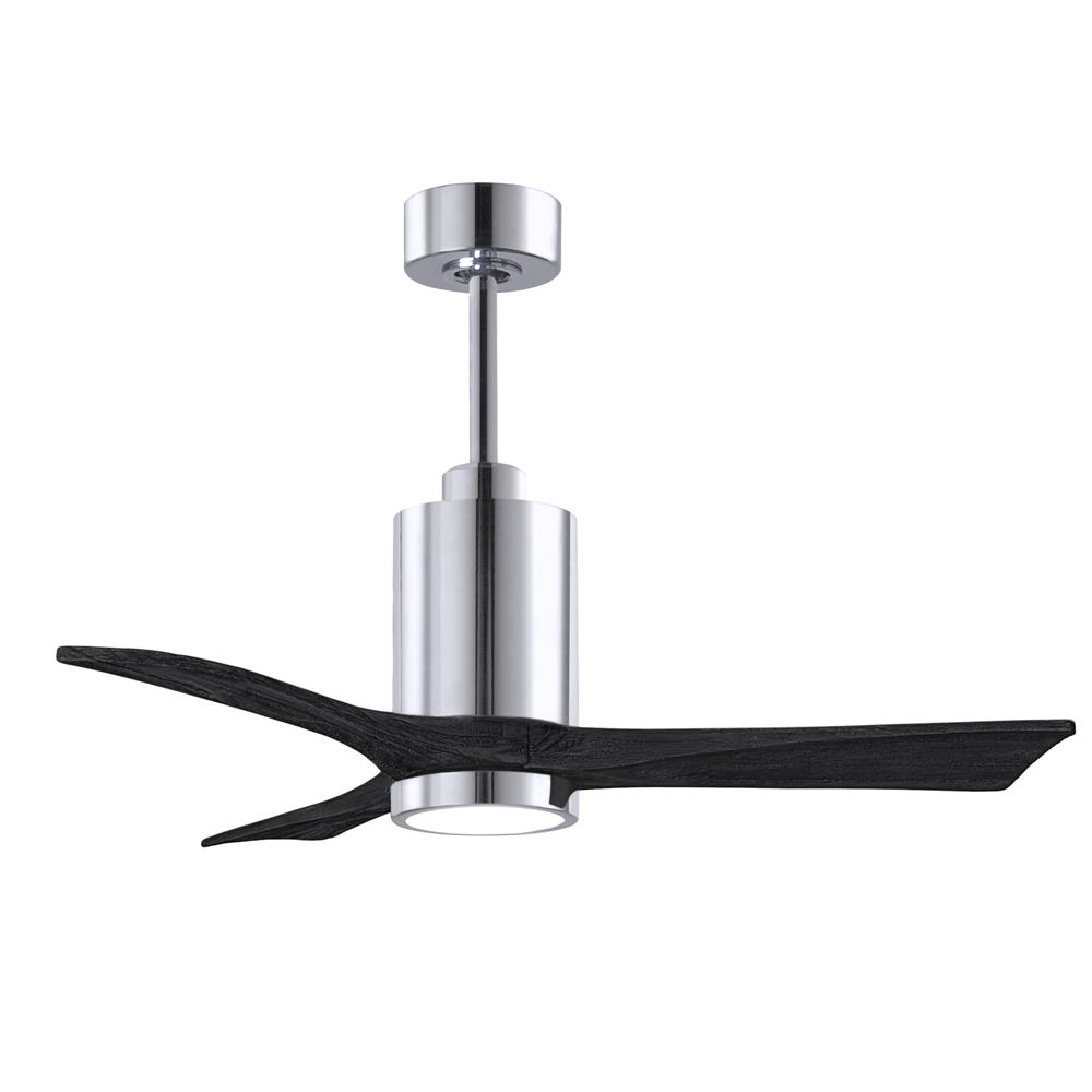 Matthews Fans PA3-CR-BK-42 42" 3 Blade Paddle Fan with Beautiful CNC-Cut Solid Wood Blades in Matte Black Tone.  DC Motor and Remote Included.