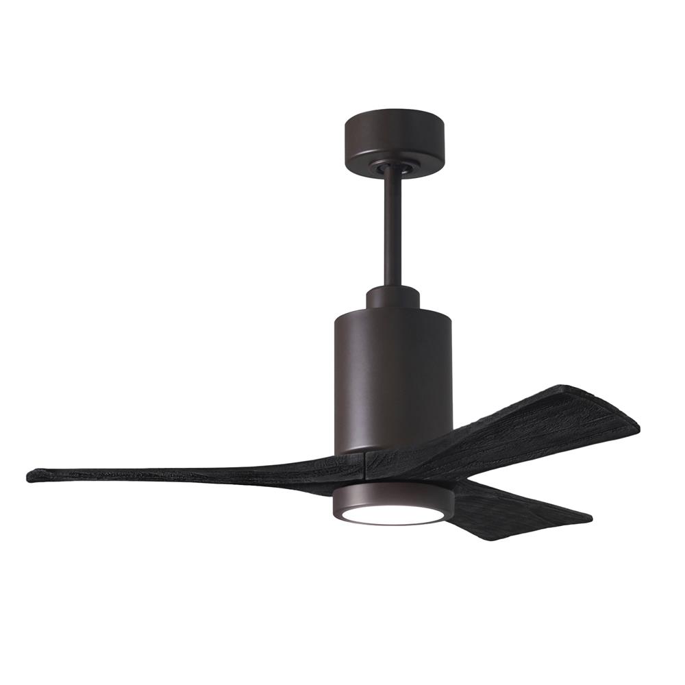 Matthews Fans PA3-TB-BK-42 42" 3 Blade Paddle Fan with Beautiful CNC-Cut Solid Wood Blades in Matte Black.  DC Motor and Remote Included.