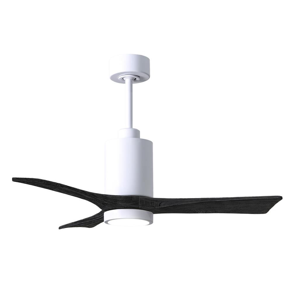 Matthews Fans PA3-WH-BK-42 42" 3 Blade Paddle Fan with Beautiful CNC-Cut Solid Wood Blades in Matte Black.  DC Motor and Remote Included.
