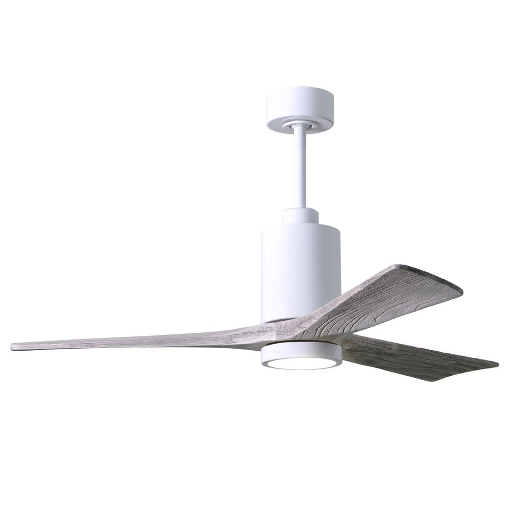 Matthews Fans PA3-WH-BW-52 52" 3 Blade Paddle Fan with Beautiful CNC-Cut Solid Wood Blades in Barnwood Tone.  DC Motor and Remote Included.