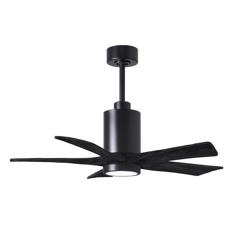 Matthews Fans PA5-BK-BK-42 42" 5 Blade Paddle Fan with Beautiful CNC-Cut Solid Wood Blades in Matte Black.  DC Motor and Remote Included.