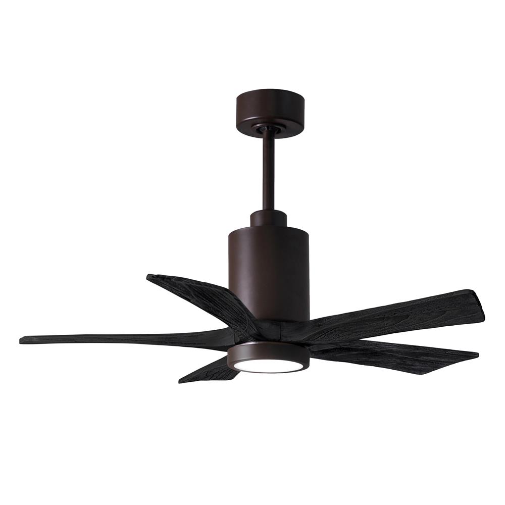 Matthews Fans PA5-TB-BK-42 42" 5 Blade Paddle Fan with Beautiful CNC-Cut Solid Wood Blades in Matte Black.  DC Motor and Remote Included.