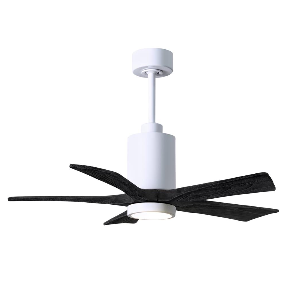 Matthews Fans PA5-WH-BK-42 42" 5 Blade Paddle Fan with Beautiful CNC-Cut Solid Wood Blades in Matte Black.  DC Motor and Remote Included.