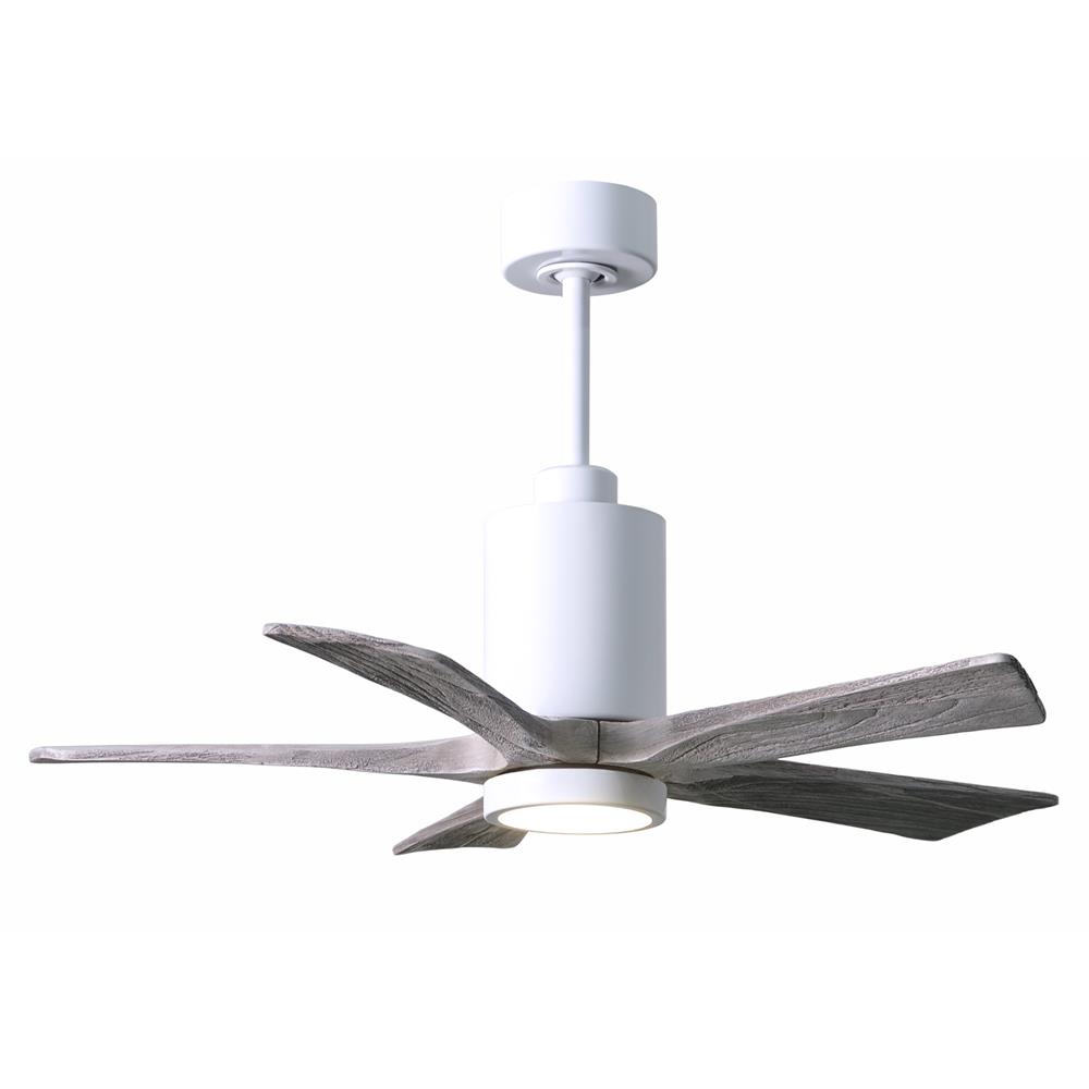 Matthews Fans PA5-WH-BW-42 42" 5 Blade Paddle Fan with Beautiful CNC-Cut Solid Wood Blades in Barnwood Tone.  DC Motor and Remote Included.