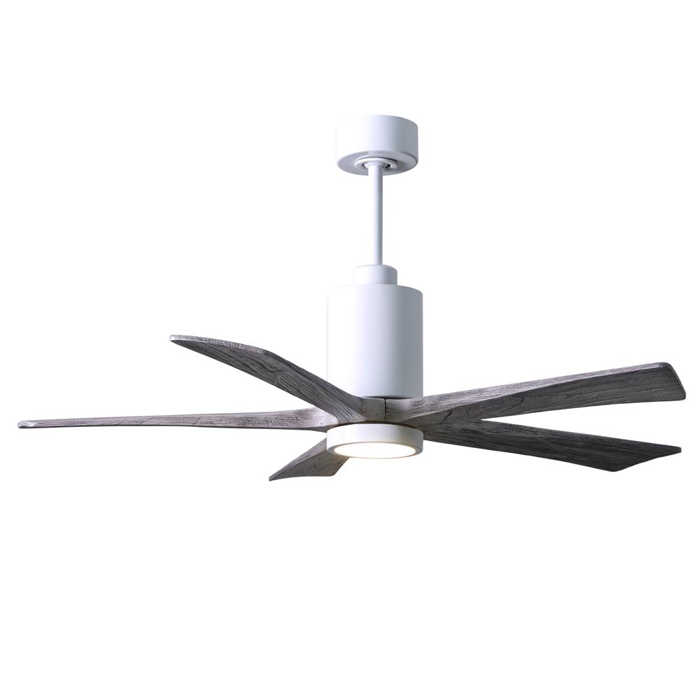 Matthews Fans PA5-WH-BW-52 52" 5 Blade Paddle Fan with Beautiful CNC-Cut Solid Wood Blades in Barnwood Tone.  DC Motor and Remote Included.