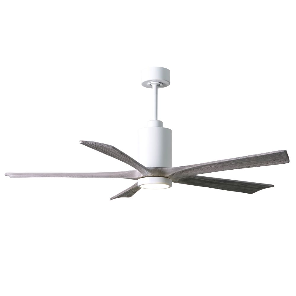 Matthews Fans PA5-WH-BW-60 60" 5 Blade Paddle Fan with Beautiful CNC-Cut Solid Wood Blades in Barnwood Tone.  DC Motor and Remote Included.