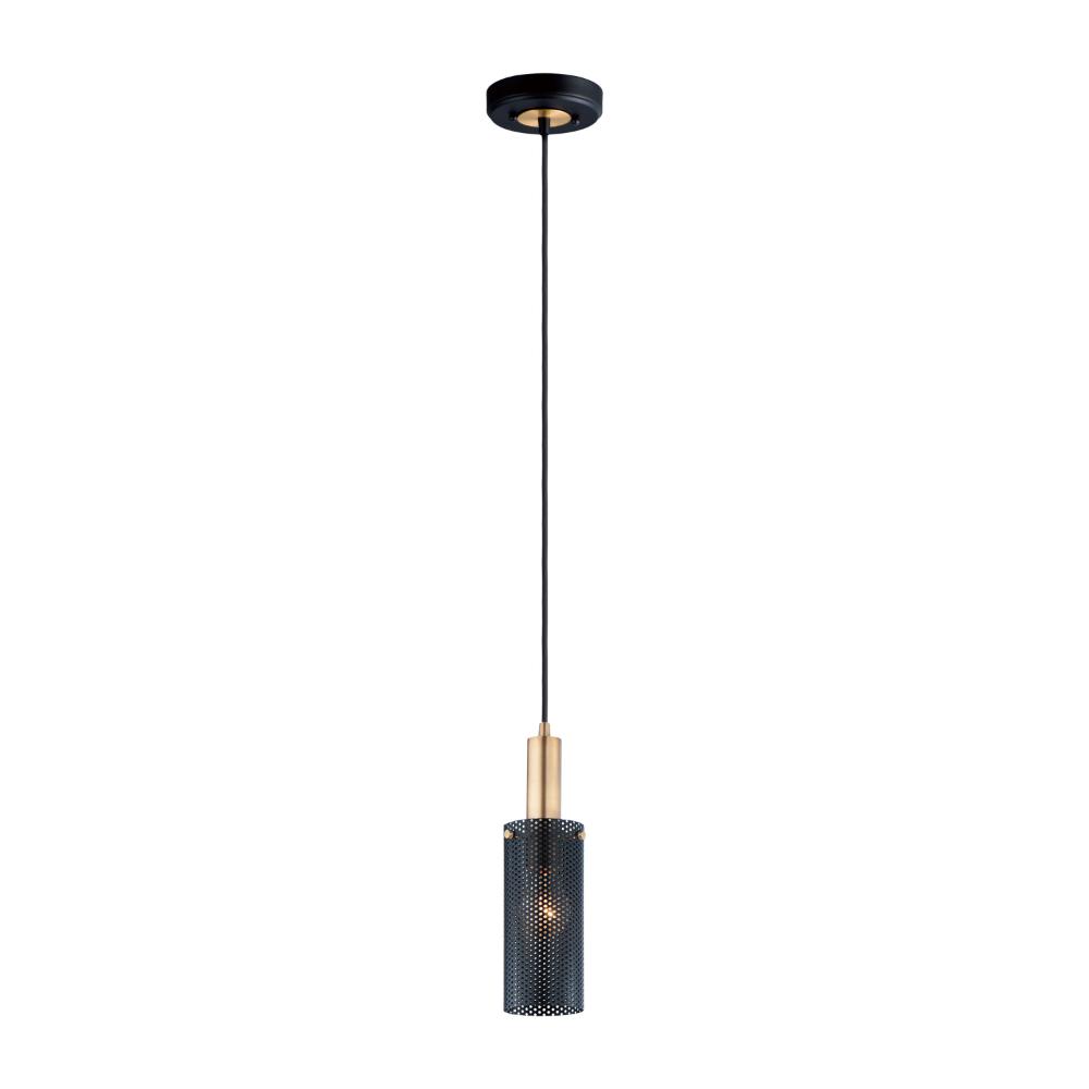 Maxim Lighting 10081BKSBR Perf 1-Light Mini Pendant in Black / Satin Brass