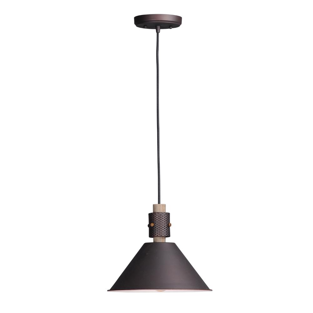 Maxim Lighting 10089OIWWD Tucson 1-Light Pendant in Oil Rubbed Bronze / Weathered Wood