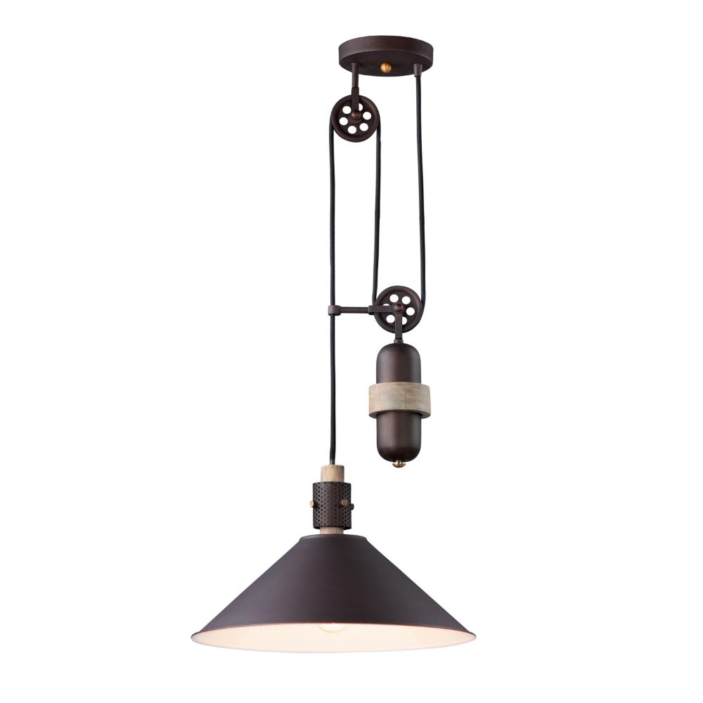 Maxim Lighting 10090OIWWD Tucson 1-Light Pendant in Oil Rubbed Bronze / Weathered Wood