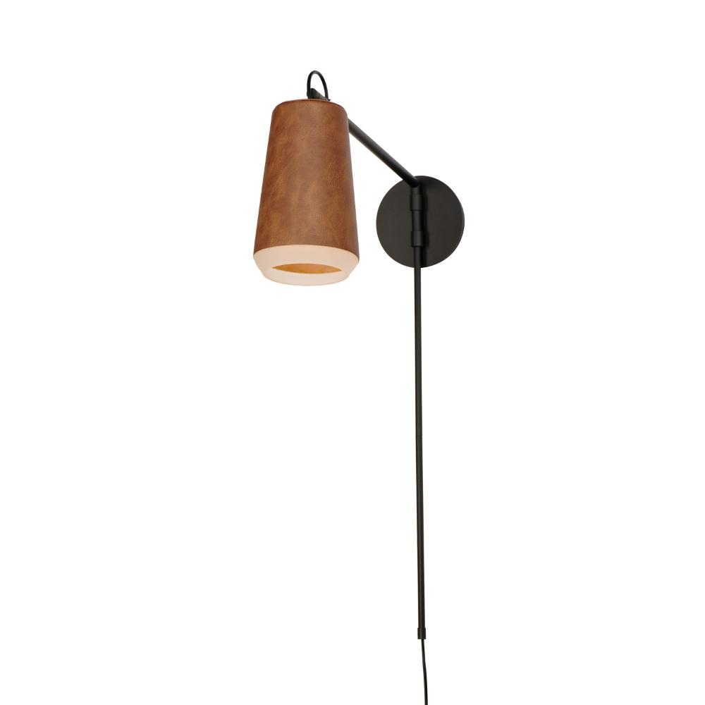 Maxim Lighting 10096WWDTN Scout 1-Light Swing Arm Sconce in Weathered Wood / Tan Leather