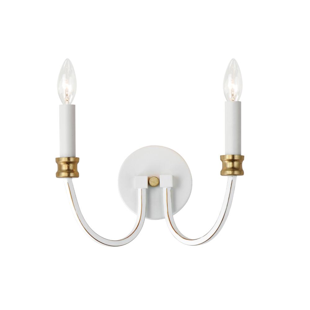 Maxim Lighting 11372WWTGL Charlton 2-Light Wall Sconce in Weathered White/Gold Leaf