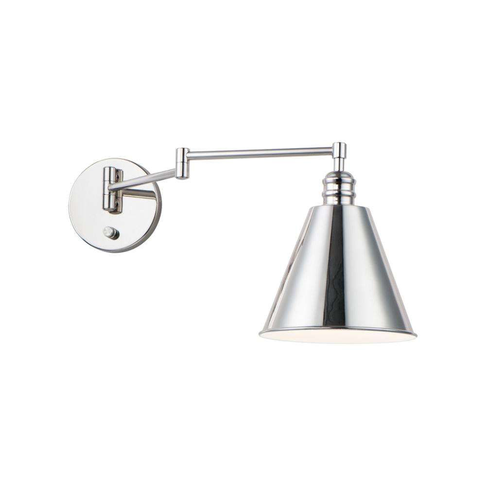 Maxim Lighting 12220PN Library 1-Light Wall Sconce Horizontal Swing Arm in Polished Nickel