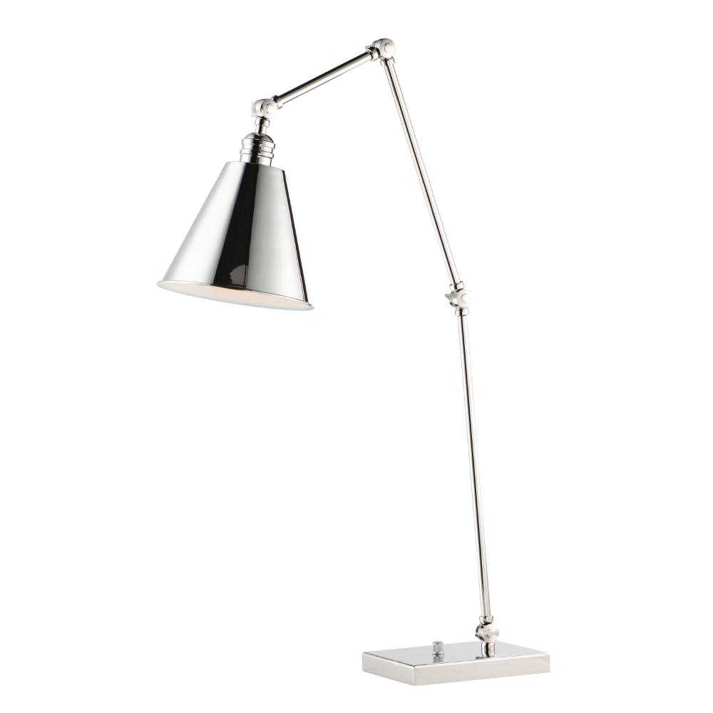 Maxim Lighting 12226PN Library 1-Light Table Lamp in Polished Nickel
