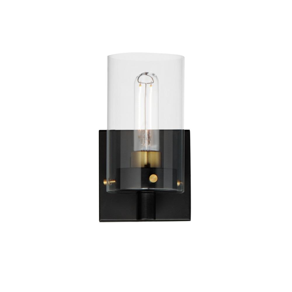 Maxim Lighting 12401CLBKSBR Pinn 1-Light Sconce in Black / Satin Brass