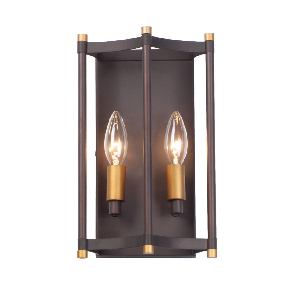 Maxim Lighting 13599OIAB Wellington 2-Light Wall Sconce in Oil Rubbed Bronze / Antique Brass