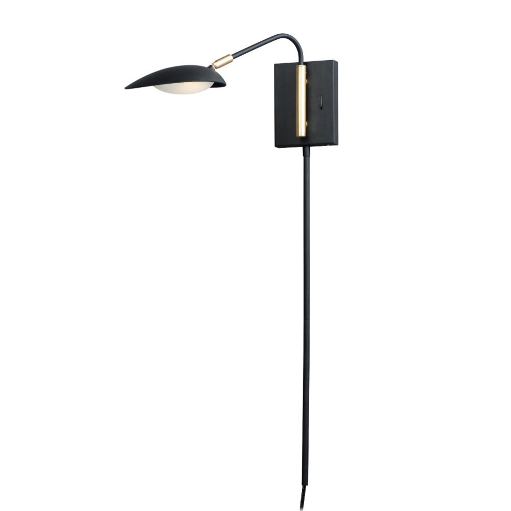 Maxim Lighting 21691BKSBR Scan LED 1-Light Pin-Up Wall Sconce in Black / Satin Brass
