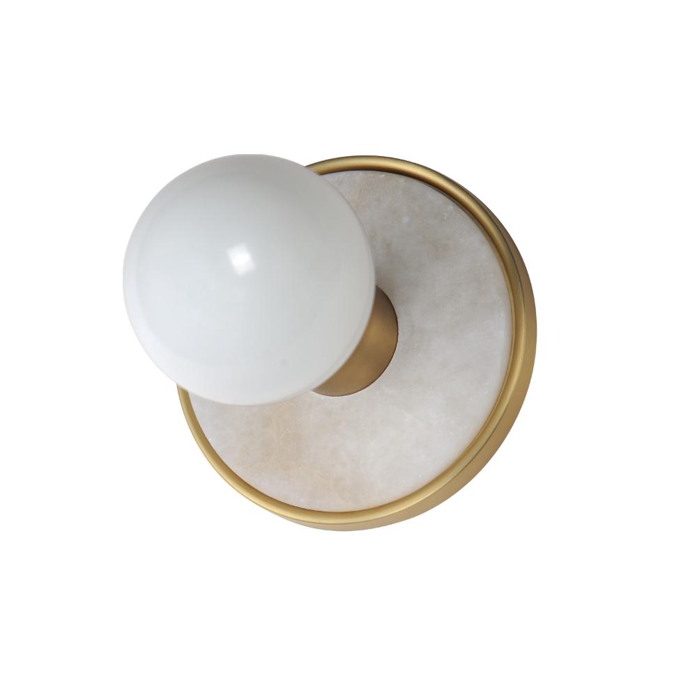 Maxim Lighting 26091WANAB Hollywood Stone 1-Light Sconce in Whit Alabaster / Natural Aged Brass