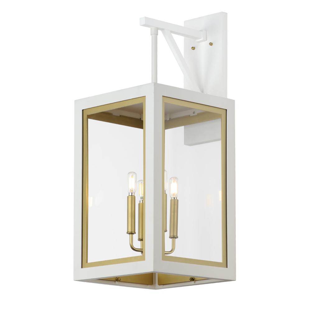 Maxim Lighting 30056CLWTGLD Neoclass 4-Light Outdoor Wall Sconce in White/Gold