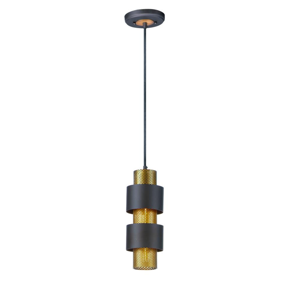 Maxim Lighting 31209OIAB Caspian 1-Light Mini Pendant in Oil Rubbed Bronze / Antique Brass