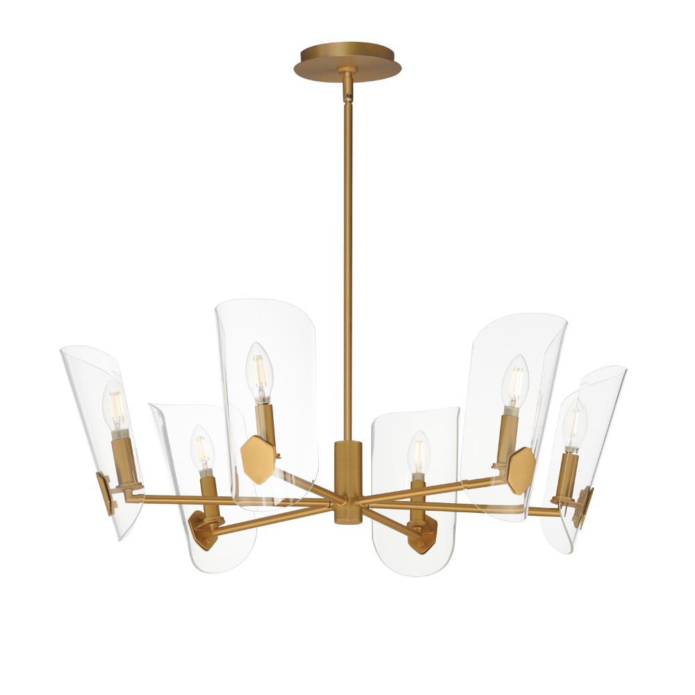 Maxim Lighting 32356CLNAB Armory 6-Light Chandelier in Natural Aged Brass