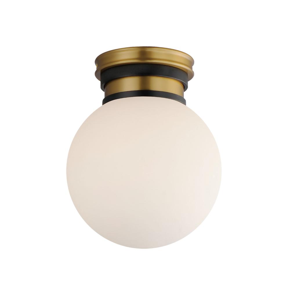 Maxim Lighting 32481SWBKNAB San Simeon 1-Light LED Flush Mount in Black / Natural Aged Brass