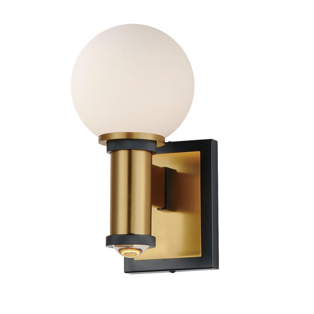 Maxim Lighting 32482SWBKNAB San Simeon 2-Light LED Wall Sconce in Black / Natural Aged Brass