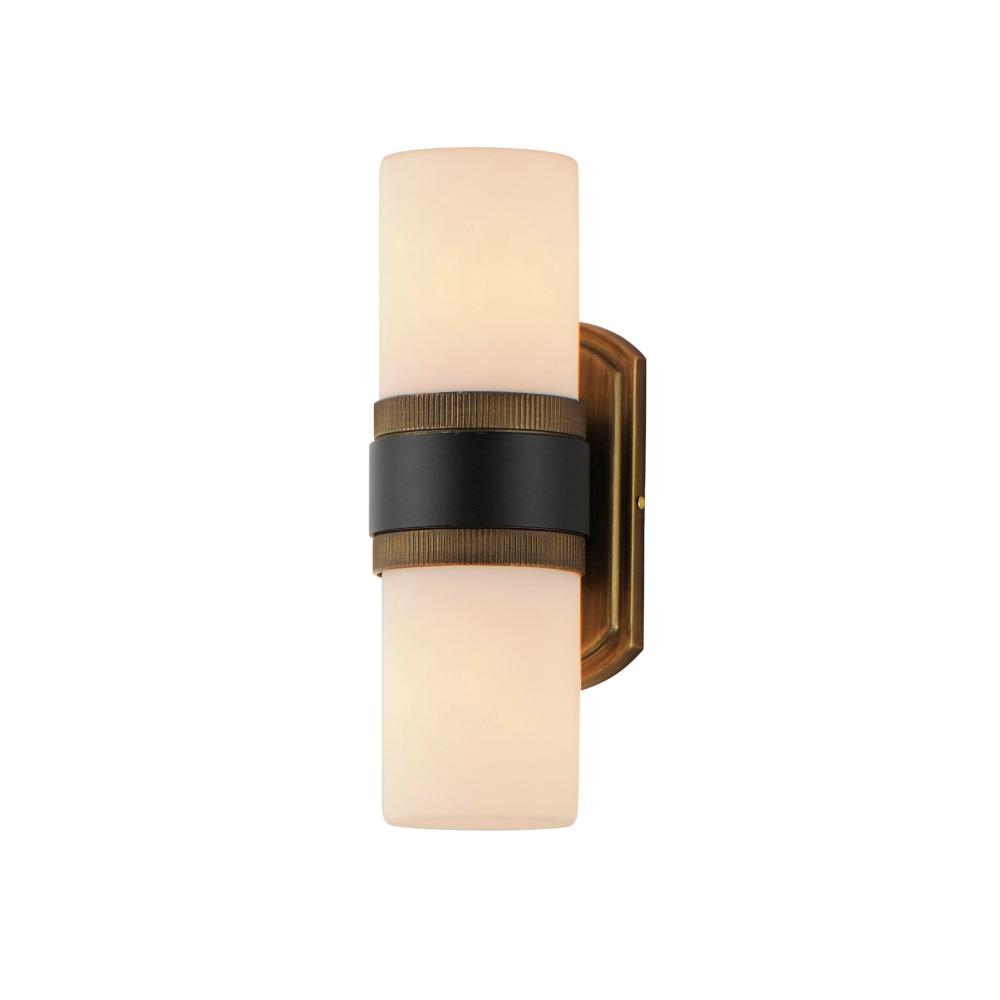 Maxim Lighting 32651SWBKAB Ruffles 2-Light Outdoor Sconce in Black / Antique Brass