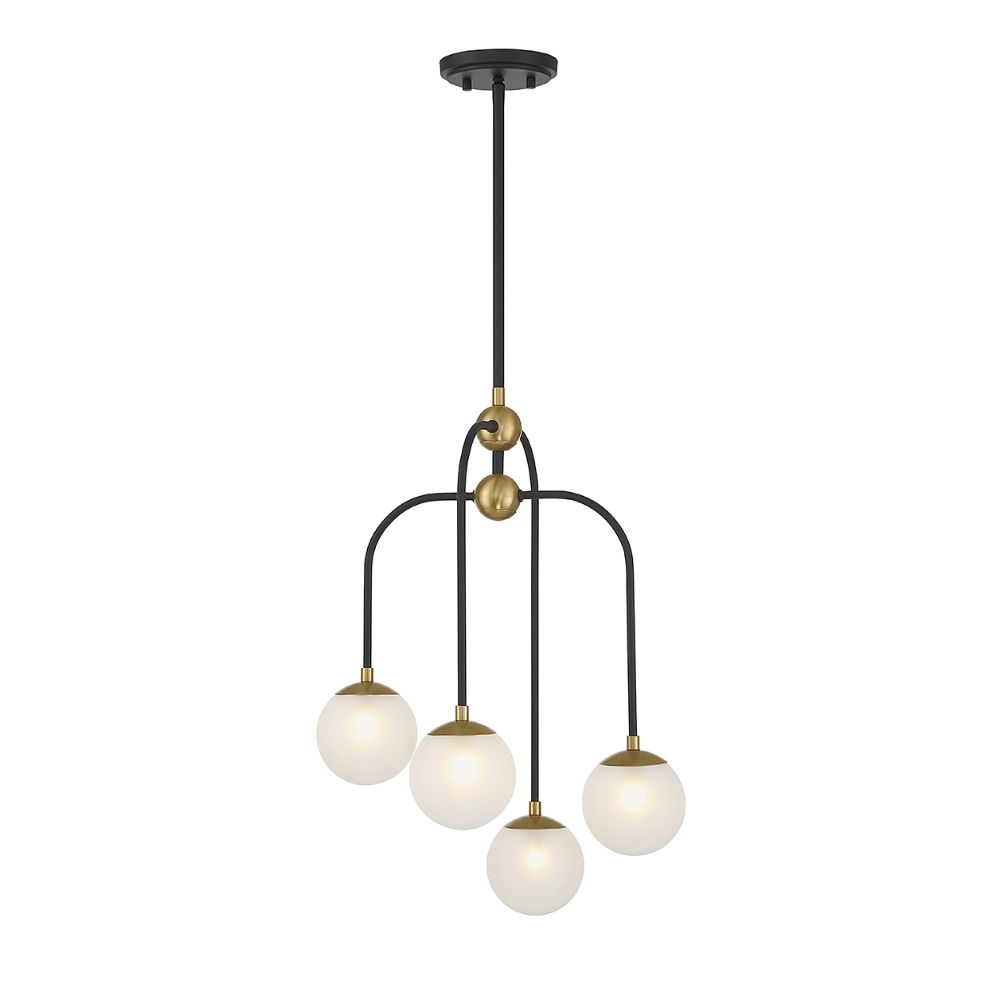 Savoy House 1-6697-4-143 Couplet 4-Light Chandelier in Matte Black with Warm Brass Accents