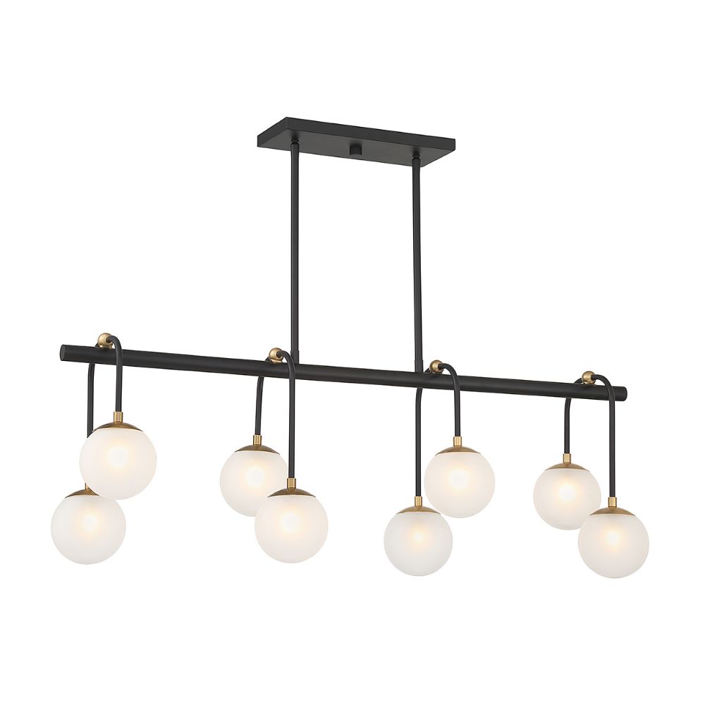 Savoy House 1-6699-8-143 Couplet 8-Light Linear Chandelier in Matte Black with Warm Brass Accents