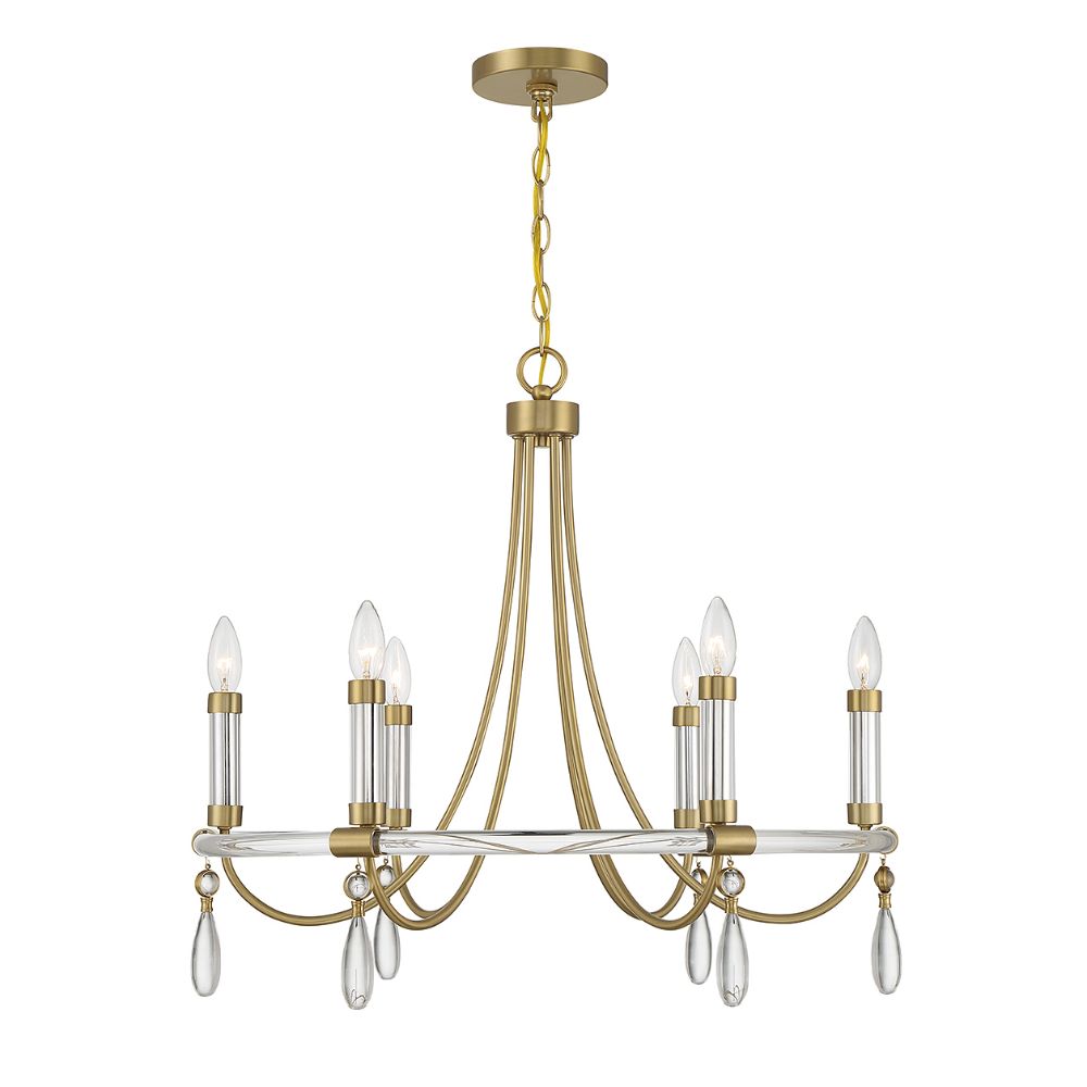 Savoy House 1-7716-6-195 Mayfair 6-Light Chandelier in Warm Brass and Chrome