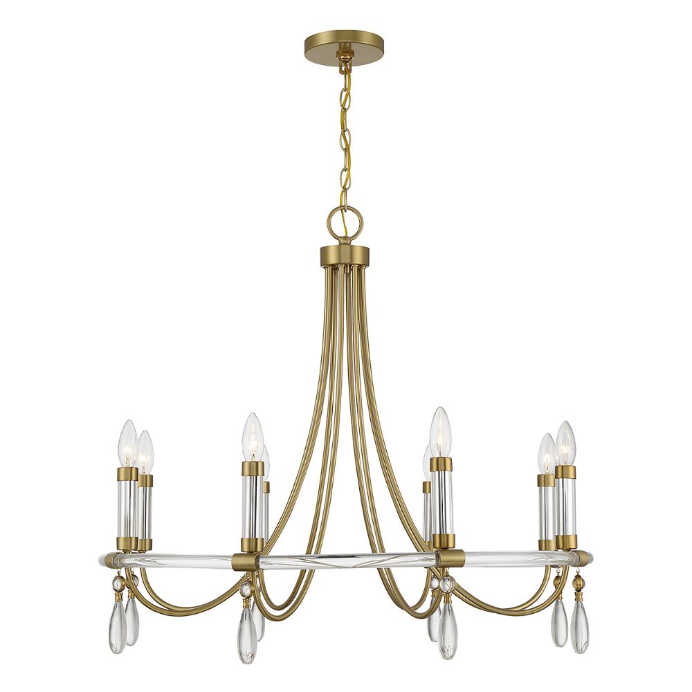 Savoy House 1-7718-8-195 Mayfair 8-Light Chandelier in Warm Brass and Chrome