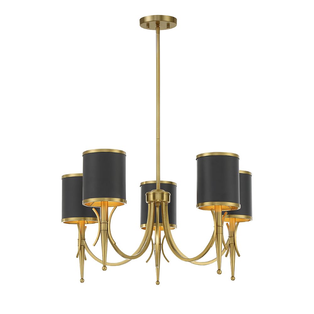 Savoy House 1-9945-5-143 Quincy 5-Light Chandelier in Matte Black with Warm Brass Accents